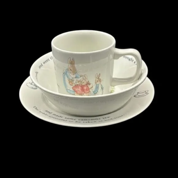Wedgewood Peter Rabbit Beatrix Potter Children's 3pc Dish Set NWOB - Picture 2 of 7